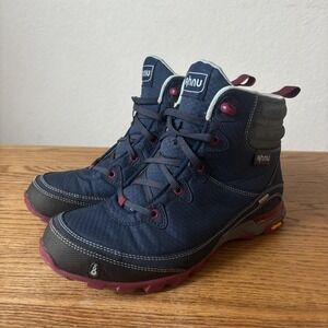 Ahnu Montara Boots Womens Size 7.5 Blue Waterproof Vibram Hiking Outdoor Shoes